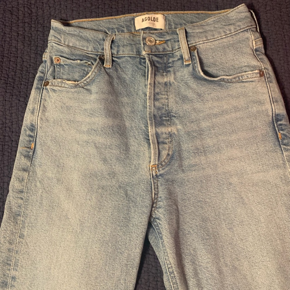 AGolde Jeans Skinny Button Organic Cotton 25 Light Wash High Waist A093B-1255